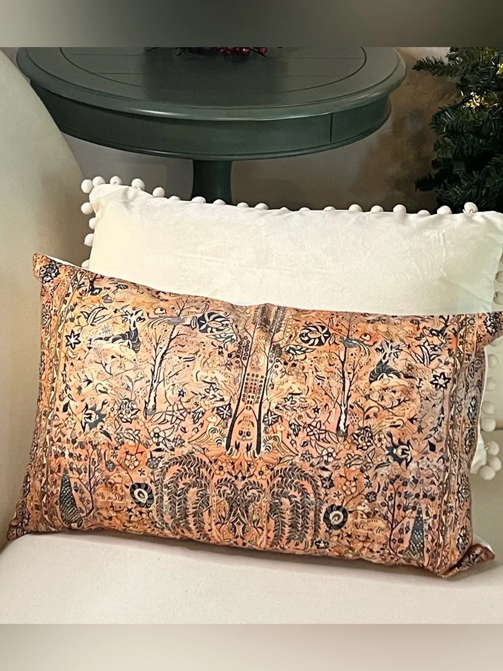 Vintage Persian Garden Pillow Cover Boho Lumbar Cushion Case 12”x20”
